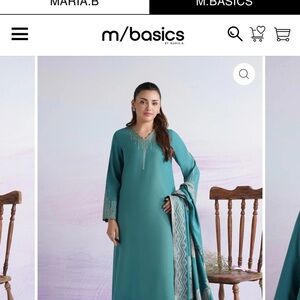 M.Basics Teal Embroidered Women’s Dress